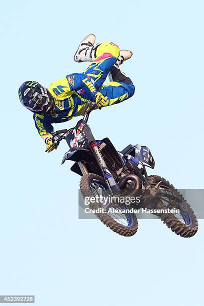 Taka Higashino of Japan in action during the Red Bull X-Fighters World Tour at the Munich Olympic Park on July 19, 2014 in Munich, Germany.