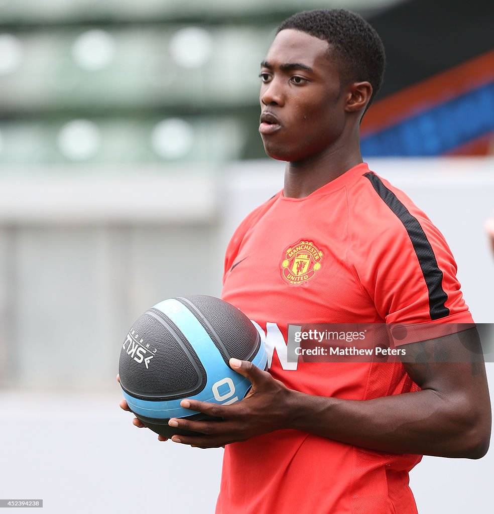 Tyler Blackett of Manchester United in action during a training... News