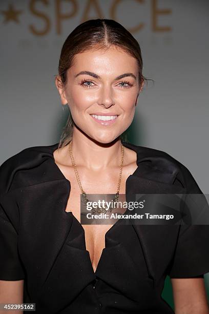 Actress Serinda Swan attends the L*Space By Monica Wise fashion show during Mercedes-Benz Fashion Week Swim 2015 at Cabana Grande at The Raleigh on...