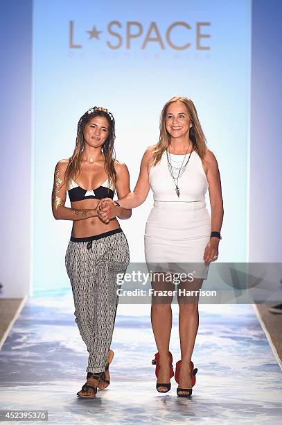 Designer Monica Wise walks the runway at the L*Space By Monica Wise fashion show during Mercedes-Benz Fashion Week Swim 2015 at Cabana Grande at The...