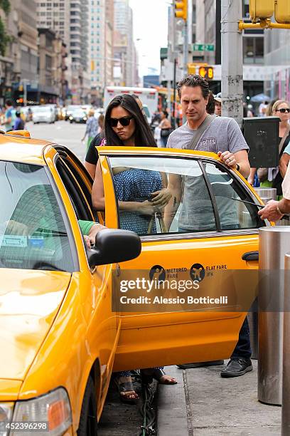 Olivia Munn is seen filming HBO's "The Newsroom" at Bryant Park on July 19, 2014 in New York City.