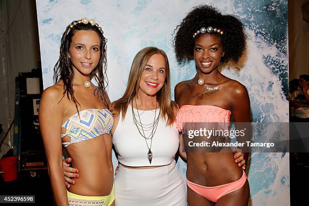 Designer Monica Wise poses backstage at the L*Space By Monica Wise fashion show during Mercedes-Benz Fashion Week Swim 2015 at Cabana Grande at The...