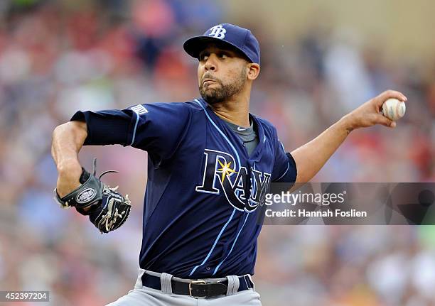 David Price of the Tampa Bay Rays delivers a pitch against the Minnesota Twins during the second inning of the game on July 19, 2014 at Target Field...