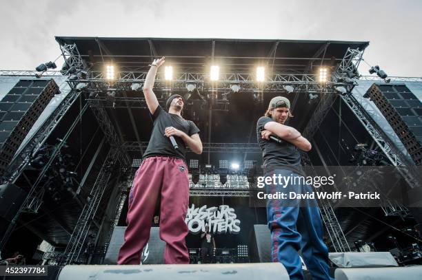 Orelsan and Gringe from Casseurs Flowters perform at Fnac Live Festival on July 19, 2014 in Paris, France.