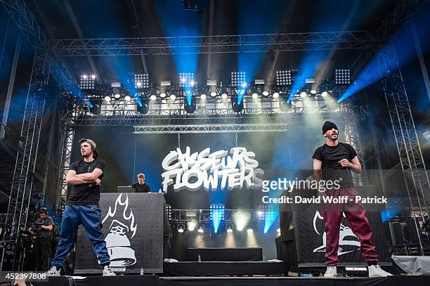 Orelsan and Gringe from Casseurs Flowters perform at Fnac Live Festival on July 19, 2014 in Paris, France.