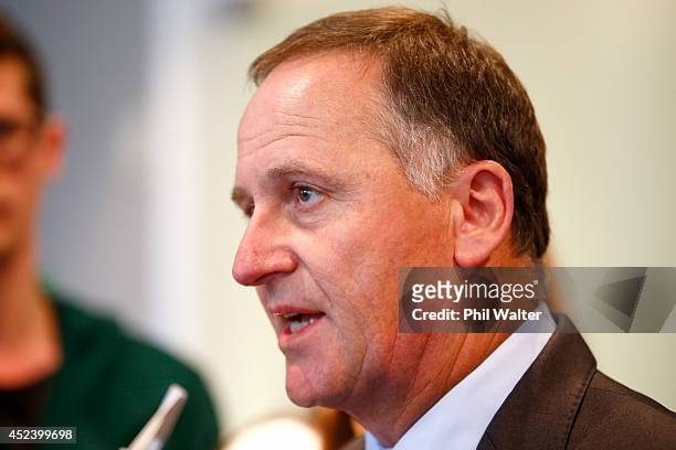 New Zealand Prime Minister John Key speaks to media to answer questions surrounding Malaysian Airlines flight MH17, and also the situation in Gaza at...