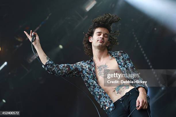 Matthew Healy of the 1975 performs at the Longitude festival at Marley Park on July 19, 2014 in Dublin, Ireland.