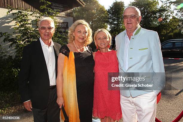 Franz Beckenbauer and his wife Heidi, Alois Hartl with wife Gabriele attend the Kaiser Cup 2014 Gala on July 19, 2014 in Bad Griesbach near Passau,...