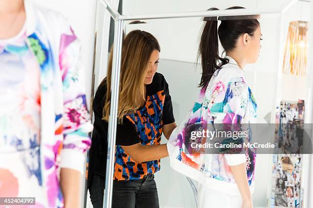 Sue Di Chio , Creative Director of Suboo, works on the 2015 collection in her studio on July 11, 2014 in Sydney, Australia in preparation for...