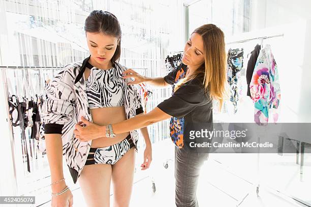 Sue Di Chio , Creative Director of Suboo, works on the 2015 collection in her studio on July 11, 2014 in Sydney, Australia in preparation for...