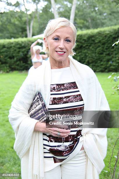 Cindy Sherman attends the Longhouse Reserve 2014 "White Hot + Blue 2" Benefit Gala at LongHouse Reserve on July 19, 2014 in East Hampton, New York.