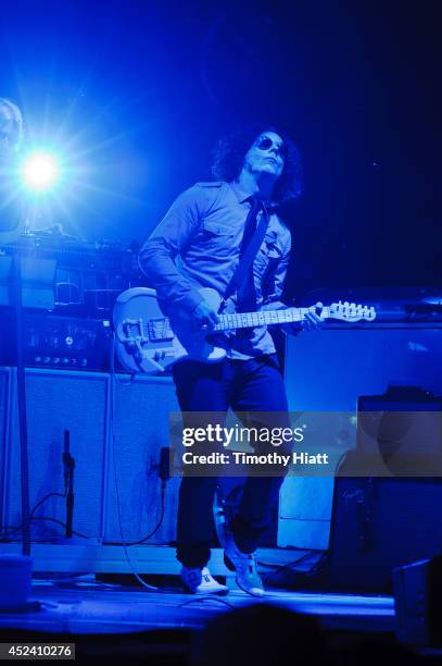 Jack White performs during the 2014 Forecastle Music Festival at Louisville Waterfront Park on July 19, 2014 in Louisville, Kentucky.