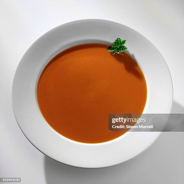 bowl of tomato soup - tomato soup ストックフォトと画像