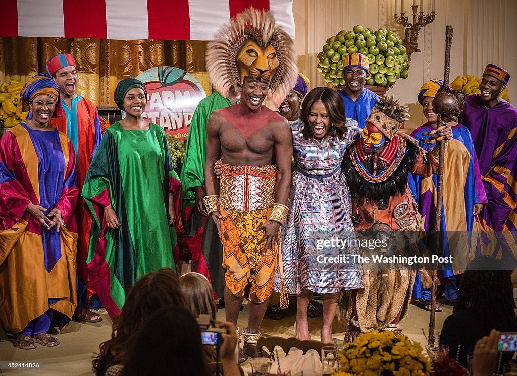 First Lady Michelle Obama welcomes children from across the country to a "State Dinner" to share their award winning recipes, in Washington, DC.