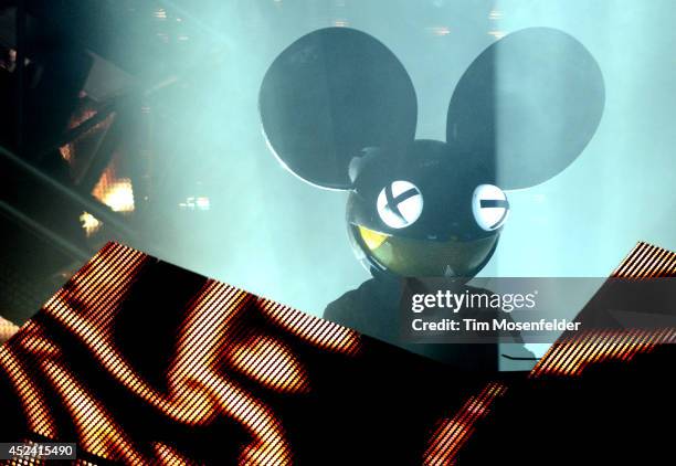 Joel Zimmerman aka Deadmau5 performs during the Pemberton Music and Arts Festival at on July 19, 2014 in Pemberton, British Columbia.