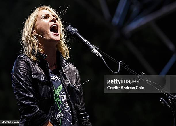 Emily Haines of Metric performs during Day 2 of Pemberton Music and Arts Festival on July 19, 2014 in Pemberton, Canada.