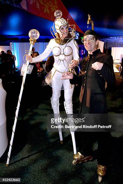 Actors of the Cirque whyle the 'One Drop' Gala, held at Cirque du Soleil on November 28, 2013 in Paris, France.