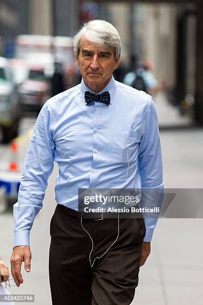 Sam Waterston is seen on location in Times Square for "The Newsroom" on July 19, 2014 in New York City.