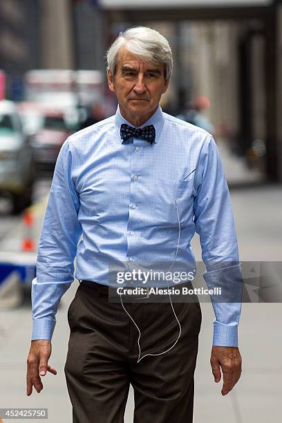 Sam Waterston is seen on location in Times Square for "The Newsroom" on July 19, 2014 in New York City.