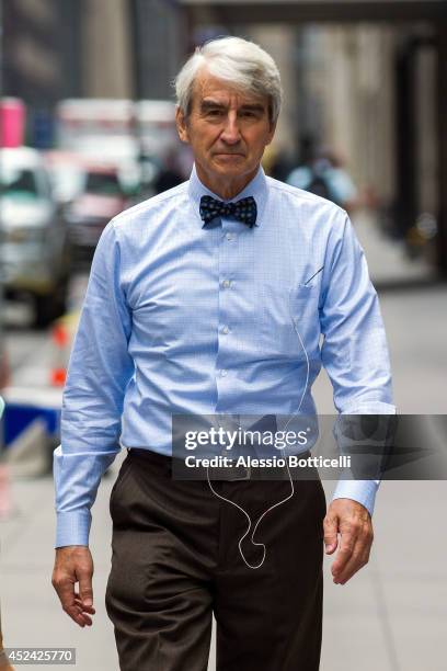 Sam Waterston is seen on location in Times Square for "The Newsroom" on July 19, 2014 in New York City.