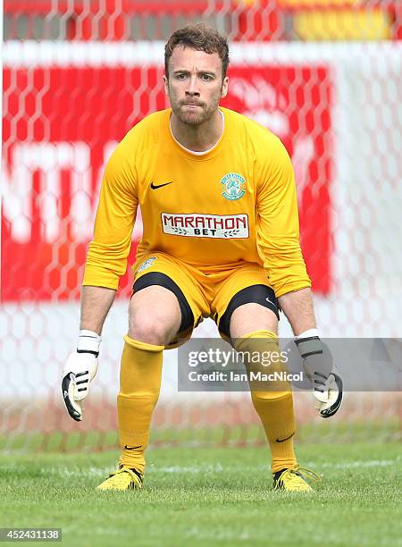 Antoine Gounet of Hibernian looks on during the Pre Season Friendly match between Stirling Albion and Hibernian at Forthbank Stadium on July 20, 2014...