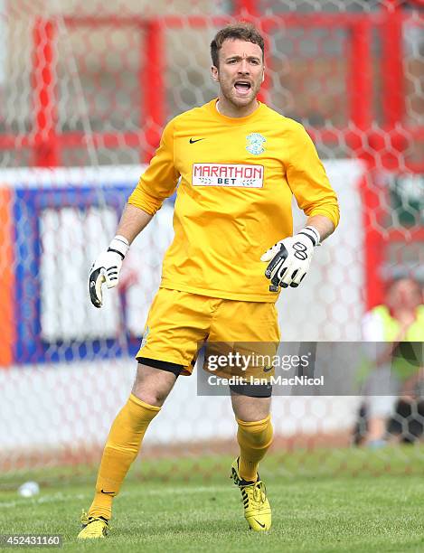 Antoine Gounet of Hibernian looks on during the Pre Season Friendly match between Stirling Albion and Hibernian at Forthbank Stadium on July 20, 2014...