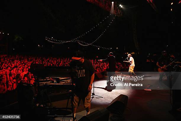 Kid Koala; Dan The Automator and rapper Del the Funky Homosapien of the Hip-Hop supergroup Deltron 3030 perform during 2014 Celebrate Brooklyn! at...