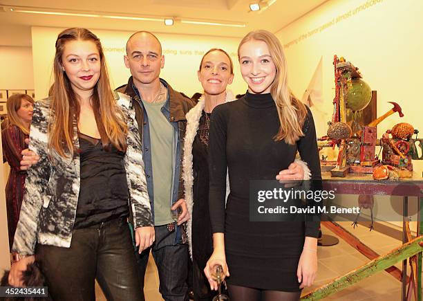 Seraphine Chapman, Dinos Chapman, Tiphaine de Lussy and Agathe Chapman attend the patron's private view of 'Jake and Dinos Chapman: Come and See', a...