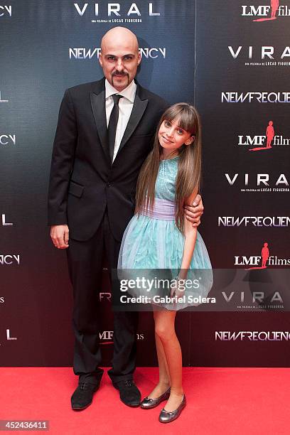 Lucas Figueroa and Miriam Martin attend 'Viral' Madrid Premiere at Capitol cinema on November 28, 2013 in Madrid, Spain.