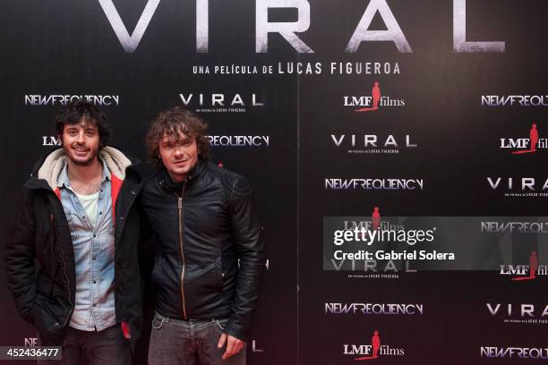 Javier Pereira and Aure Sanchez attend 'Viral' Madrid Premiere at Capitol cinema on November 28, 2013 in Madrid, Spain.