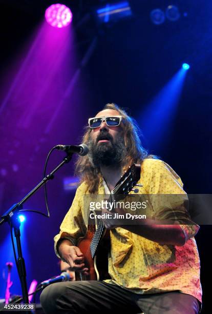 Sebastien Tellier performs live on stage during the final night of the Somerset House Summer Series at Somerset House on July 20, 2014 in London,...
