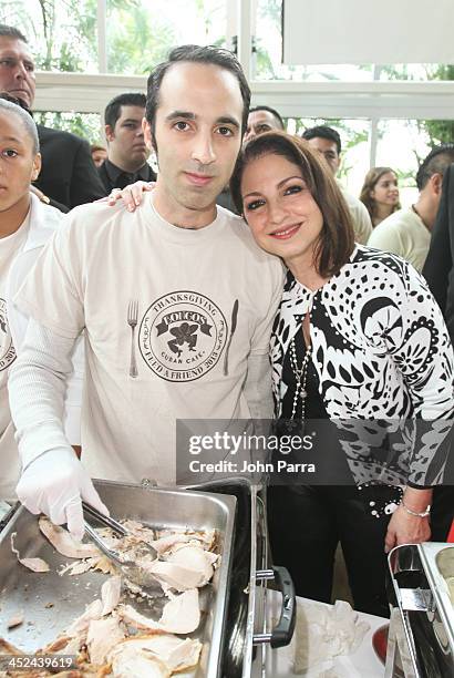 Nayib Estefan and Gloria Estefan attend the Gloria & Emilio Estefan Host 6th Annual Thanksgiving Day "Feed A Friend" Event at Bongos Cuban Cafe at...