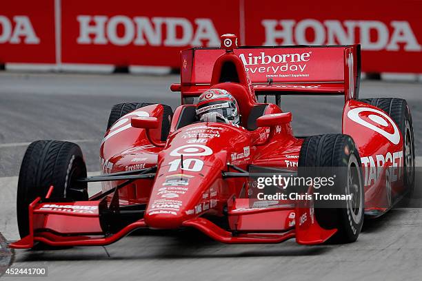 Tony Kanaan of Brazil drives the Target Chip Ganassi Racing Dallara Chevrolet in the Verizon IndyCar Series Honda Indy Toronto Race 2 on the Streets...