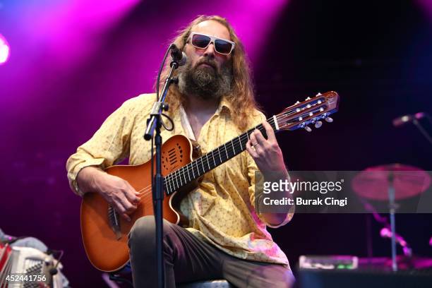 Sebastien Tellier performs on stage for Summer Series 2014 at Somerset House on July 20, 2014 in London, United Kingdom.