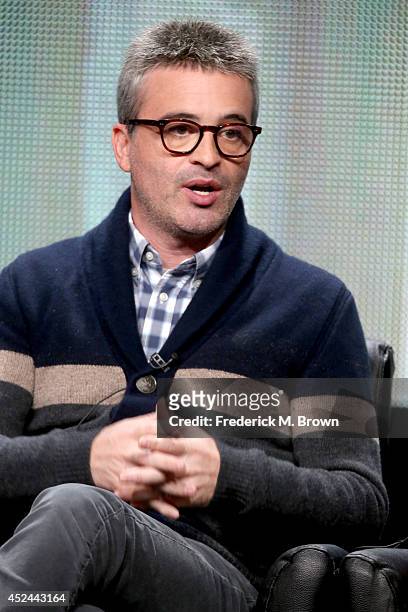 Producer Alex Kurtzman speaks onstage at the "Sleepy Hollow" panel during the FOX Network portion of the 2014 Summer Television Critics Association...