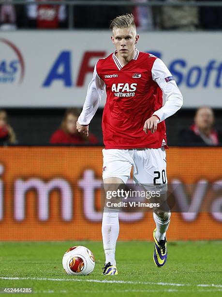 Aron Johannsson of AZ during the Europa League match between AZ Alkmaar and Maccabi Haifa on November 28, 2013 in Alkmaar, The Netherlands.