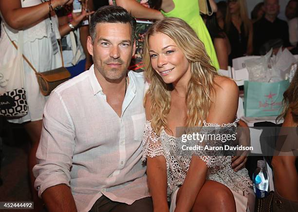 Eddie Cibrian and LeAnn Rimes attend Luli Fama fashion show during Mercedes-Benz Fashion Week Swim 2015 at Cabana Grande at The Raleigh on July 20,...