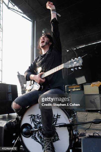 Jordan Cook of Reignwolf performs during the 2014 Forecastle Music Festival at Louisville Waterfront Park on July 20, 2014 in Louisville, Kentucky.