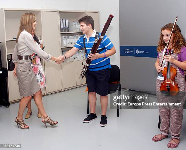 Queen Letizia of Spain attends the opening of the International Music School Summer Courses by Prince of Asturias Foundation on July 18, 2014 in...