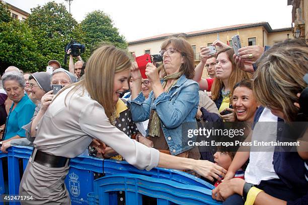 Queen Letizia of Spain attends the opening of the International Music School Summer Courses by Prince of Asturias Foundation on July 18, 2014 in...