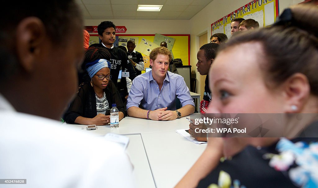 Prince Harry Attends An Invictus Games Initiative At Bethnal Green Academy