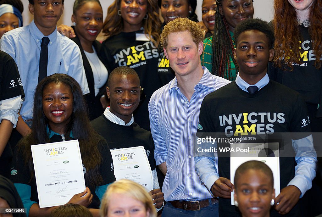 Prince Harry Attends An Invictus Games Initiative At Bethnal Green Academy