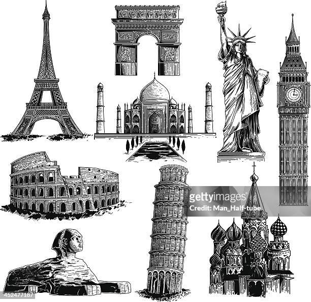 famous landmarks - famous place stock illustrations