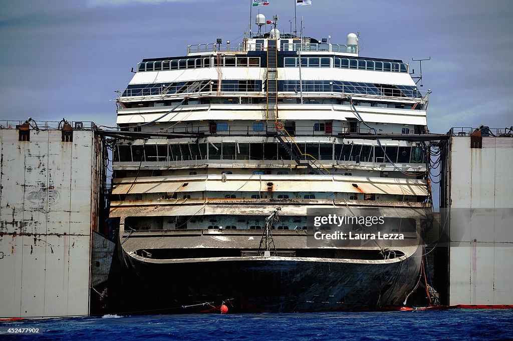 Work Continues On The Refloat Of The Costa Concordia