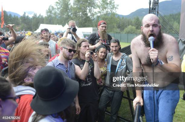 Damian Abraham of Fucked Up performs during the Pemberton Music and Arts Festival on July 20, 2014 in Pemberton, British Columbia.