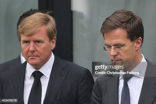 King Willem-Alexander and Dutch Prime Minister Mark Rutte leave the Congresscentrum, Utrecht, after meeting relatives of the victims of Malaysia...