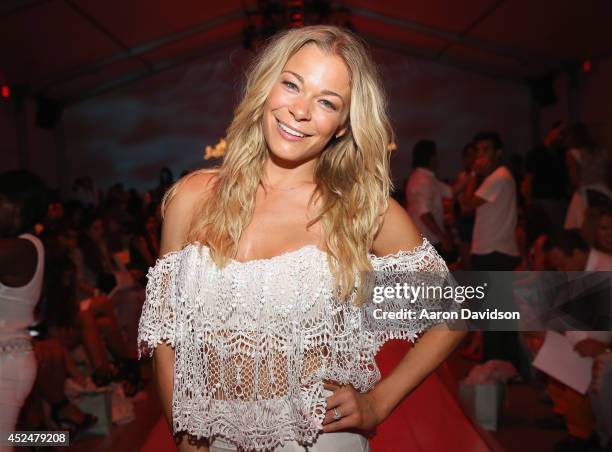 LeAnn Rimes attends Luli Fama fashion show during Mercedes-Benz Fashion Week Swim 2015 at Cabana Grande at The Raleigh on July 20, 2014 in Miami,...