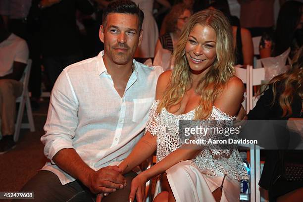 Eddie Cibrian and LeAnn Rimes attends Luli Fama fashion show during Mercedes-Benz Fashion Week Swim 2015 at Cabana Grande at The Raleigh on July 20,...
