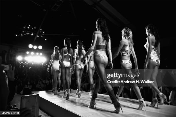 An alternative view at the Suboo show during the Mercedes-Benz Fashion Week Swim 2015 at The Raleigh on July 20, 2014 in Miami Beach, Florida.