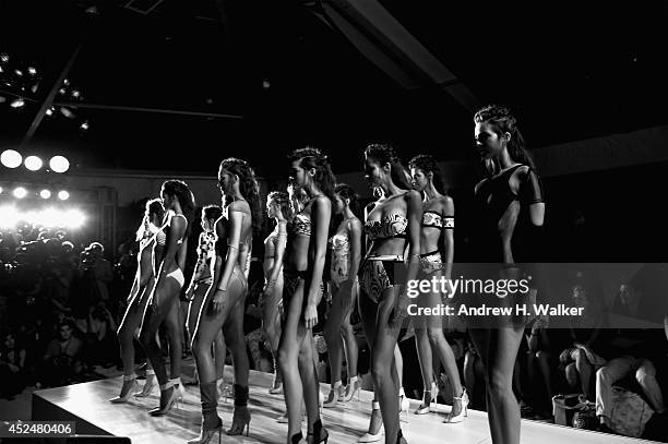 An alternative view at the Suboo show during the Mercedes-Benz Fashion Week Swim 2015 at The Raleigh on July 20, 2014 in Miami Beach, Florida.